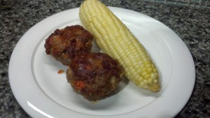 Meatloaf Cupcakes with Corn on the Cob